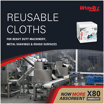 WypAll X80 PowerClean 8388 White Quarterfold Reusable Cloths (Case of 4)
