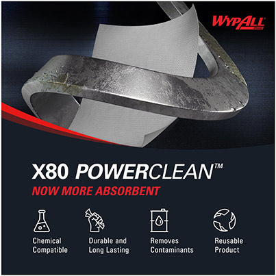 WypAll X80 PowerClean 8388 White Quarterfold Reusable Cloths (Case of 4)