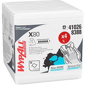 WypAll X80 PowerClean 8388 White Quarterfold Reusable Cloths (Case of 4)