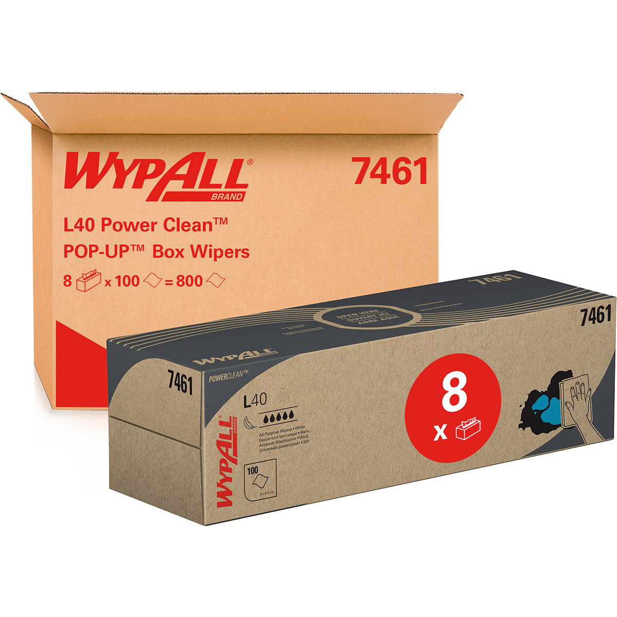 Kimberly-Clark WypAll L40 Power Clean 7461 Paper Towel in POP-UP Box ...