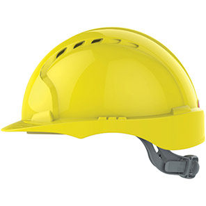 JSP EVO3 Yellow Vented Slip-Ratchet Safety Helmet