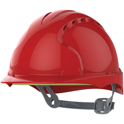 JSP EVO3 Red Vented Slip-Ratchet Safety Helmet