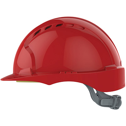 JSP EVO3 Red Vented Slip-Ratchet Safety Helmet