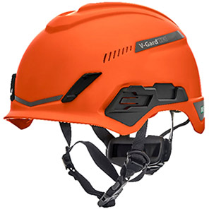 MSA V-Gard H1 Trivent Orange Vented Wheel-Ratchet Safety Helmet