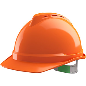 MSA V-Gard 500 Orange Unvented Push-Key Safety Helmet