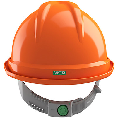 MSA V-Gard 500 Orange Unvented Push-Key Safety Helmet