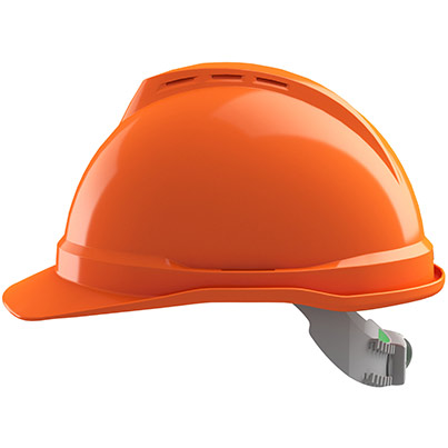 MSA V-Gard 500 Orange Unvented Push-Key Safety Helmet