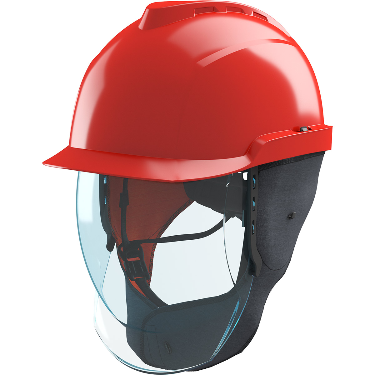 MSA V-Gard 950 Red Safety Helmet with Class-2 Arc-Flash Face Shield ...