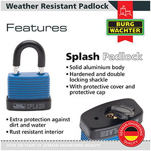 Burg-Wächter Splash Blue Weather-Resistant Padlock