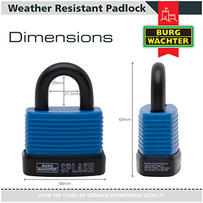 Burg-Wächter Splash Blue Weather-Resistant Padlock