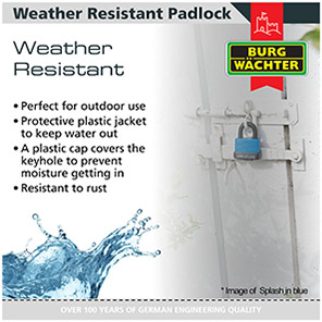 Burg-Wächter Splash Black Weather-Resistant Padlock