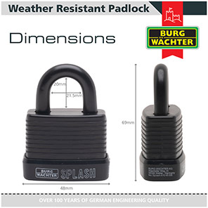 Burg-Wächter Splash Black Weather-Resistant Padlock