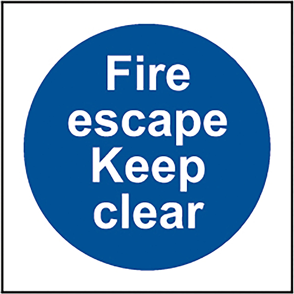 Cartello Obbligatorio "Fire Escape Keep Clear" – Adesivo In Vinile 150x200 Mm – Blu E Bianco Per Interni