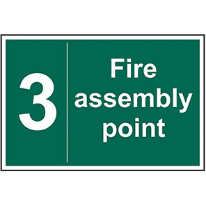 PVC "3 Fire Assembly Point" Sign 300mm x 200mm