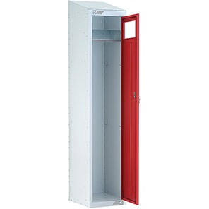 Link 51 Red Garment Collector Locker with Sloping Top 1800mm x 380mm x 450mm