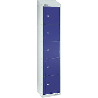 Link 51 Dark Blue Five-Tier Garment Dispenser Locker with Sloping Top 1800mm x 380mm x 450mm