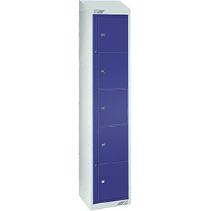Link 51 Dark Blue Five-Tier Garment Dispenser Locker with Sloping Top 1800mm x 380mm x 450mm