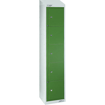 Link 51 Green Five-Tier Garment Dispenser Locker with Sloping Top 1800mm x 380mm x 450mm