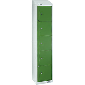 Link 51 Green Five-Tier Garment Dispenser Locker with Sloping Top 1800mm x 380mm x 450mm