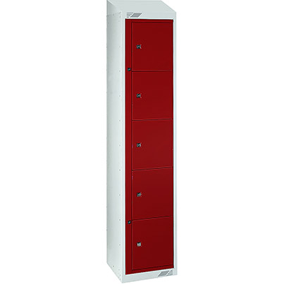 Link 51 Maroon Five-Tier Garment Dispenser Locker with Sloping Top 1800mm x 380mm x 450mm