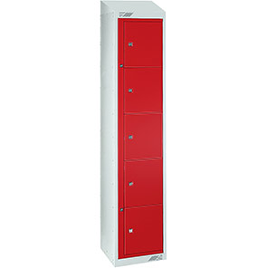 Link 51 Red Five-Tier Garment Dispenser Locker with Sloping Top 1800mm x 380mm x 450mm