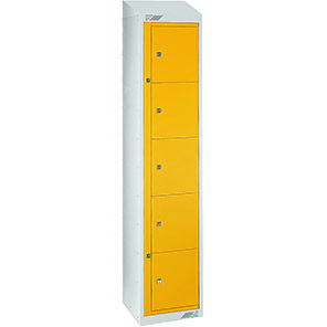 Link 51 Yellow Five-Tier Garment Dispenser Locker with Sloping Top 1800mm x 380mm x 450mm