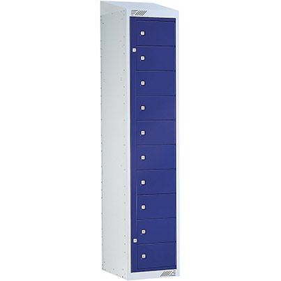 Link 51 Dark Blue 10-Tier Garment Dispenser Locker with Sloping Top 1800mm x 380mm x 450mm