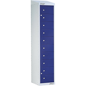 Link 51 Dark Blue 10-Tier Garment Dispenser Locker with Sloping Top 1800mm x 380mm x 450mm