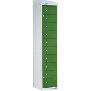 Link 51 Green 10-Tier Garment Dispenser Locker with Sloping Top 1800mm x 380mm x 450mm