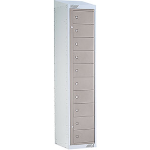 Link 51 Light Grey 10-Tier Garment Dispenser Locker with Sloping Top 1800mm x 380mm x 450mm