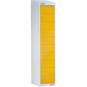 Link 51 Yellow 10-Tier Garment Dispenser Locker with Sloping Top 1800mm x 380mm x 450mm