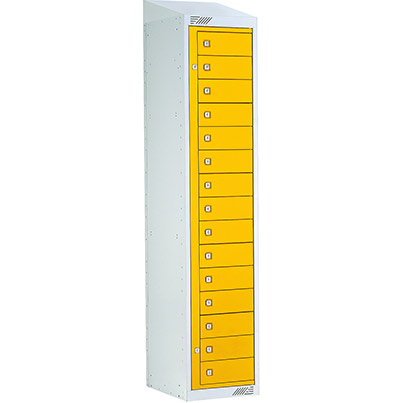 Link 51 Yellow 15-Tier Garment Dispenser Locker with Sloping Top 1800mm x 380mm x 450mm