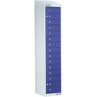 Link 51 Dark Blue 15-Tier Garment Dispenser Locker with Sloping Top 1800mm x 380mm x 450mm