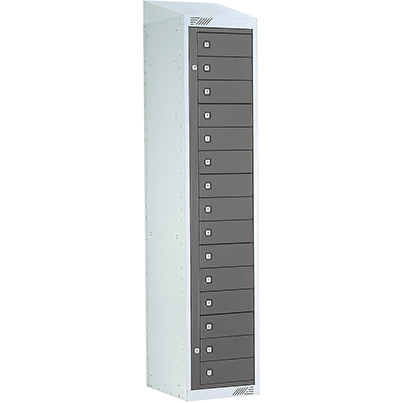 Link 51 Dark Grey 15-Tier Garment Dispenser Locker with Sloping Top 1800mm x 380mm x 450mm