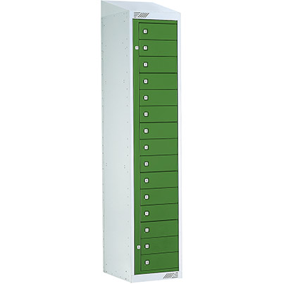 Link 51 Green 15-Tier Garment Dispenser Locker with Sloping Top 1800mm x 380mm x 450mm