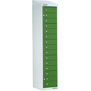 Link 51 Green 15-Tier Garment Dispenser Locker with Sloping Top 1800mm x 380mm x 450mm