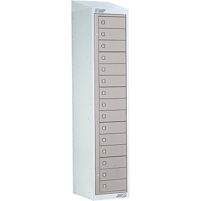 Link 51 Light Grey 15-Tier Garment Dispenser Locker with Sloping Top 1800mm x 380mm x 450mm