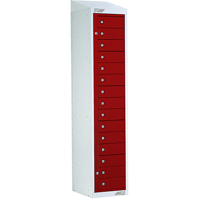 Link 51 Maroon 15-Tier Garment Dispenser Locker with Sloping Top 1800mm x 380mm x 450mm