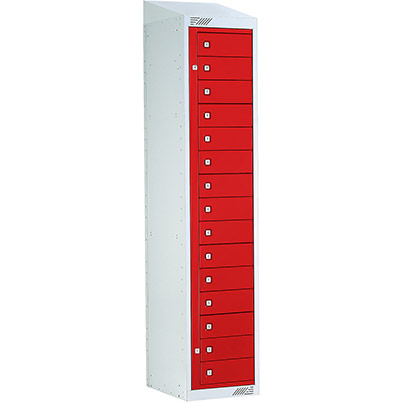 Link 51 Red 15-Tier Garment Dispenser Locker with Sloping Top 1800mm x 380mm x 450mm
