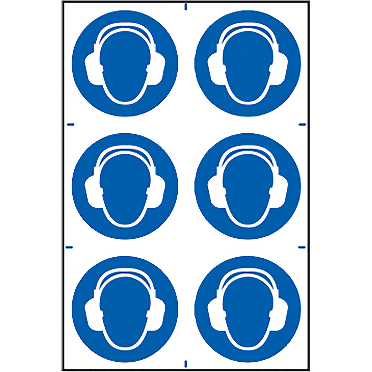 Self-Adhesive PVC Ear Protection Symbol Sign 100mm x 100mm (Pack of 6 ...