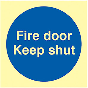 Self-Adhesive PVC Photoluminescent "Fire Door Keep Shut" Sign 100mm x 100mm