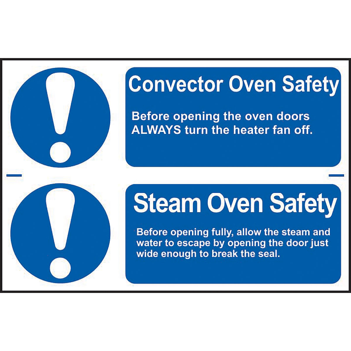 SelfAdhesive PVC "Convector Oven.../Steam Oven Safety..." Sign 300mm x
