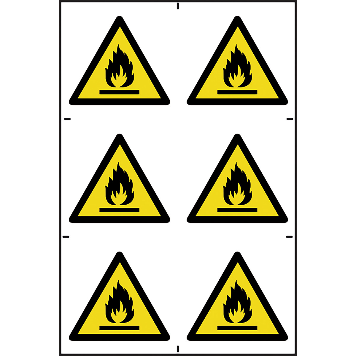 SelfAdhesive PVC Flammable Symbol Sign 100mm x 100mm (Pack of 6