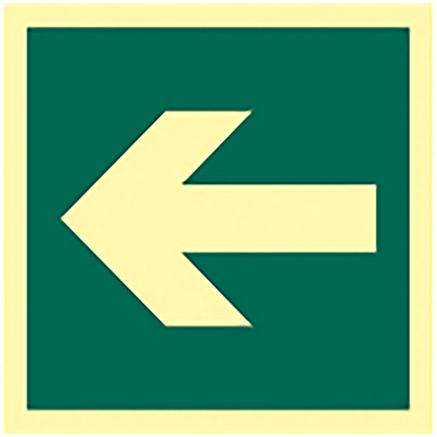 Self-Adhesive PVC Photoluminescent Fire Exit Arrow Sign 150mm x 150mm