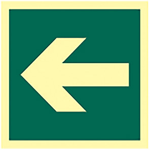 Self-Adhesive PVC Photoluminescent Fire Exit Arrow Sign 150mm x 150mm