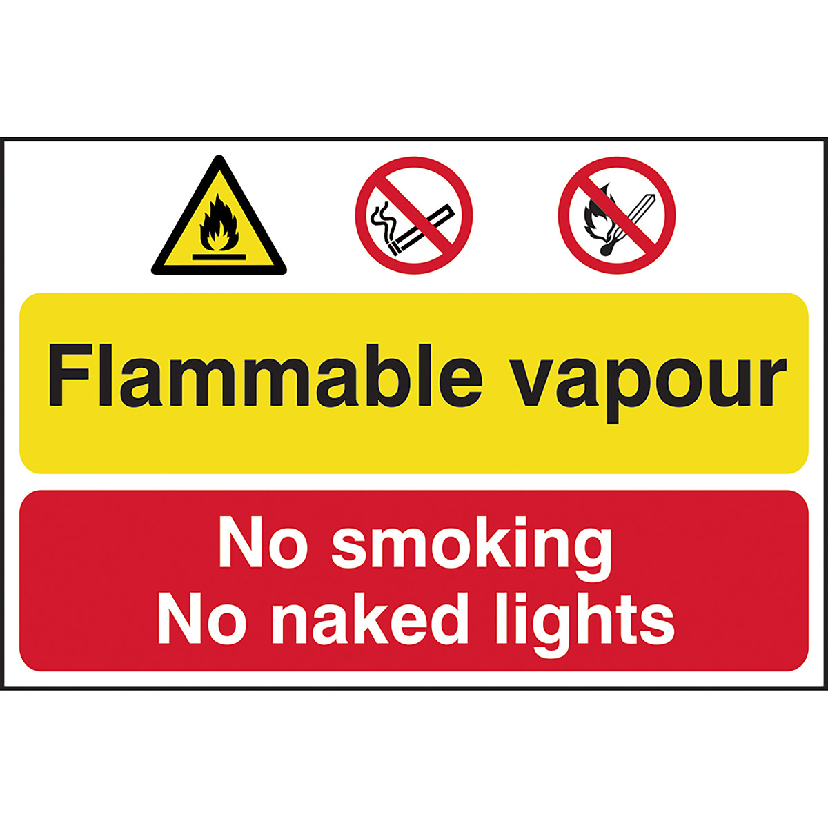 SelfAdhesive PVC "Flammable Vapours/No Smoking No..." Sign 600mm x