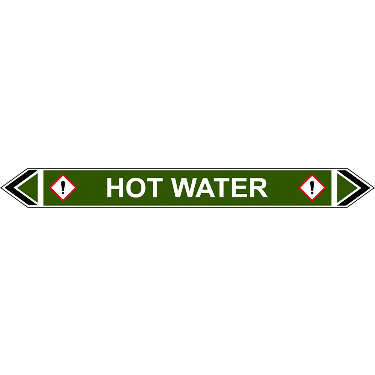 SelfAdhesive Polyester Green "Hot Water" Pipe Marking Label 384mm
