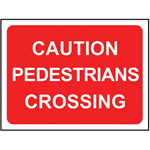 Zintec Rectangular “Caution Pedestrians Crossing” Road Sign 600mm x 450mm