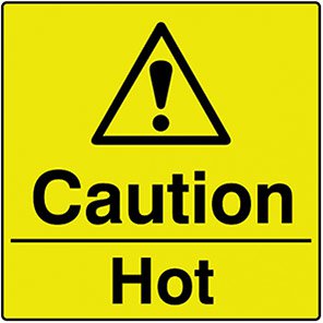Self-Adhesive Vinyl "Caution Hot" Label (Roll of 250)