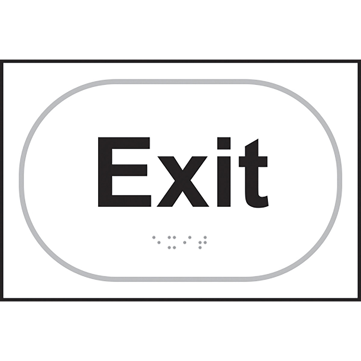 Taktyle White/Black SelfAdhesive "Exit" Braille Sign 225mm x 150mm Not Branded Braille Fire